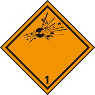 Explosive substances - Dangerous goods label Class 1 / 250 x 250 mm