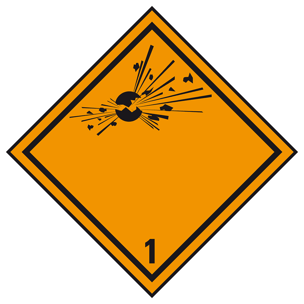 Výbušné Látky - Štítek nebezpečného tovaru Trida 1 / 250 x 250 mm