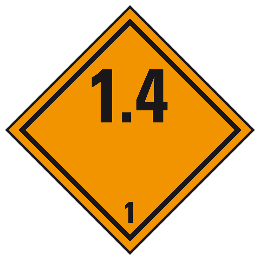 Výbušné Látky - Štítek nebezpečného tovaru Trida 1.4 / 250 x 250 mm