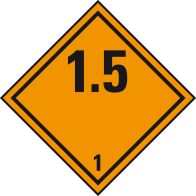 Explosive substances - Dangerous goods label Class 1.5 / 250 x 250 mm