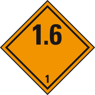 Explosive substances - Dangerous goods label Class 1.6 / 250 x 250 mm