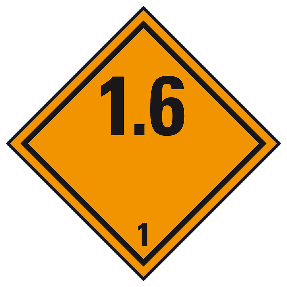 Výbušné Látky - Štítek nebezpečného tovaru Trida 1.6 / 250 x 250 mm