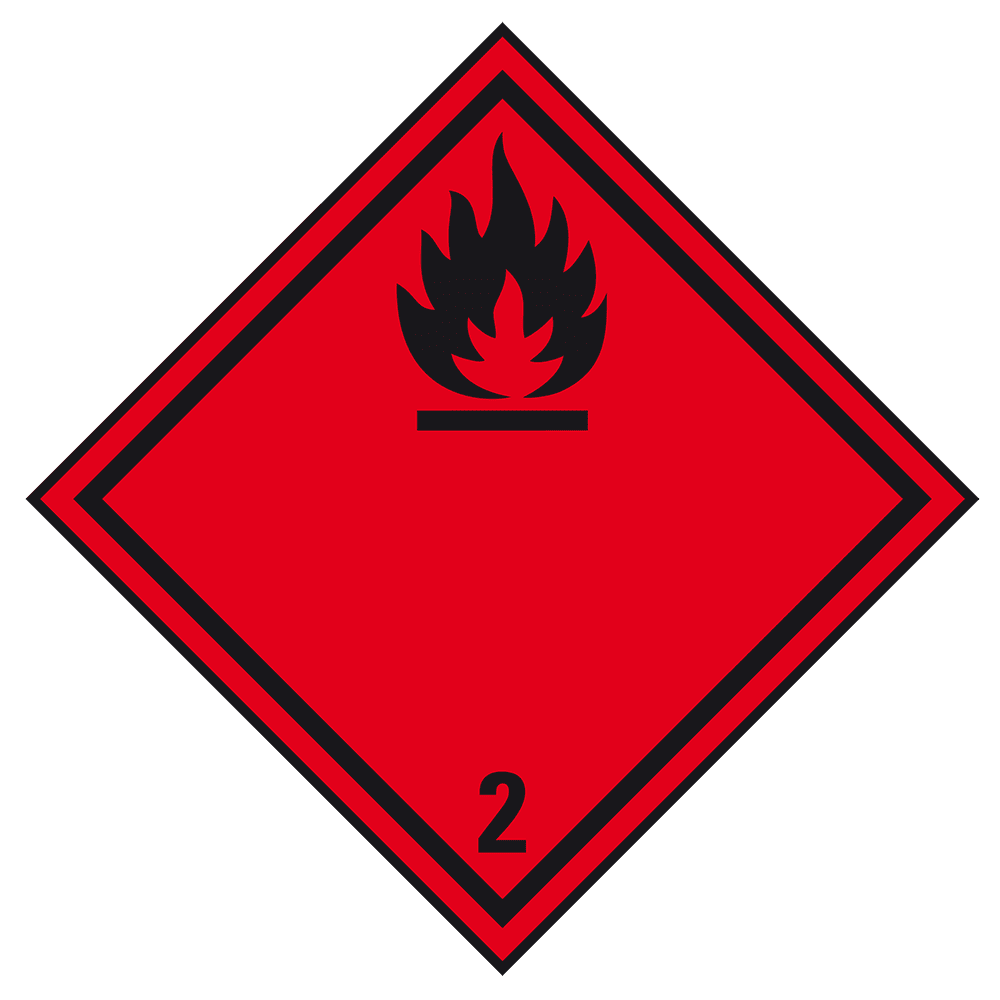 Horľavé plyny - Štítok nebezpečného tovaru Trieda 2.1 / 250 x 250 mm