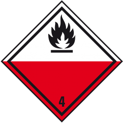 Spontaneously flammable substances - Dangerous goods label Class 4.2 / 250 x 250 mm
