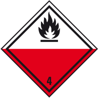 Spontaneously flammable substances - Dangerous goods label Class 4.2 / 250 x 250 mm