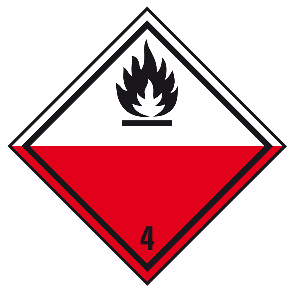Spontaneously flammable substances - Dangerous goods label Class 4.2 / 250 x 250 mm
