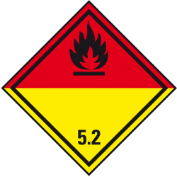 Organic peroxides - Dangerous goods label Class 5.2 / 250 x 250 mm