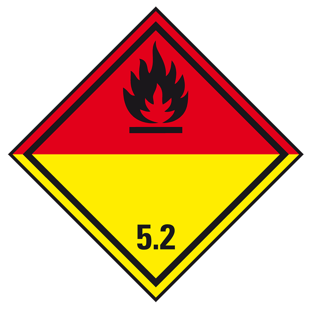 Organic peroxides - Dangerous goods label Class 5.2 / 250 x 250 mm