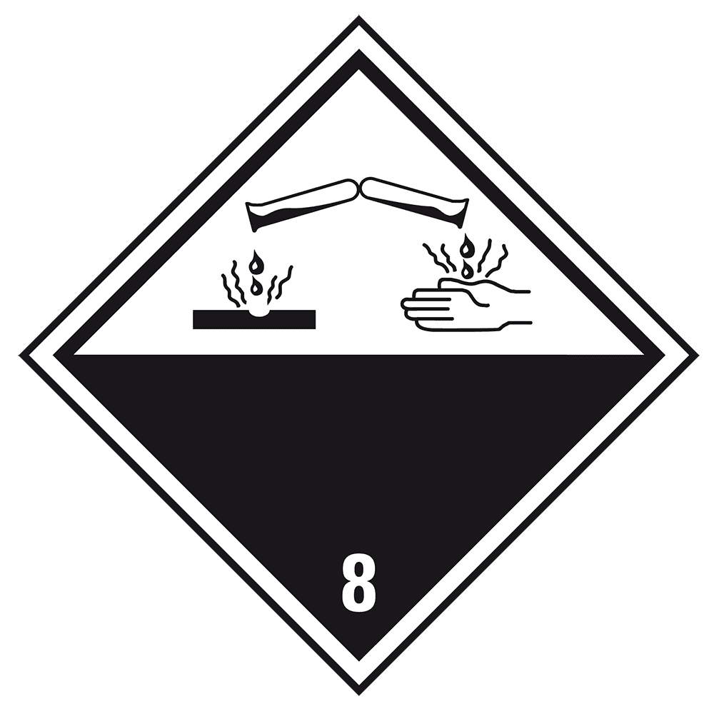 Žieravé látky - Štítek nebezpečného tovaru Trida 8 / 250 x 250 mm