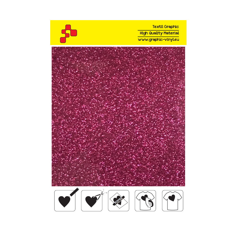 IDP432A Heißes Rosa Pearl Glitter (Blatt) Flex Bügelfolie / iDigit