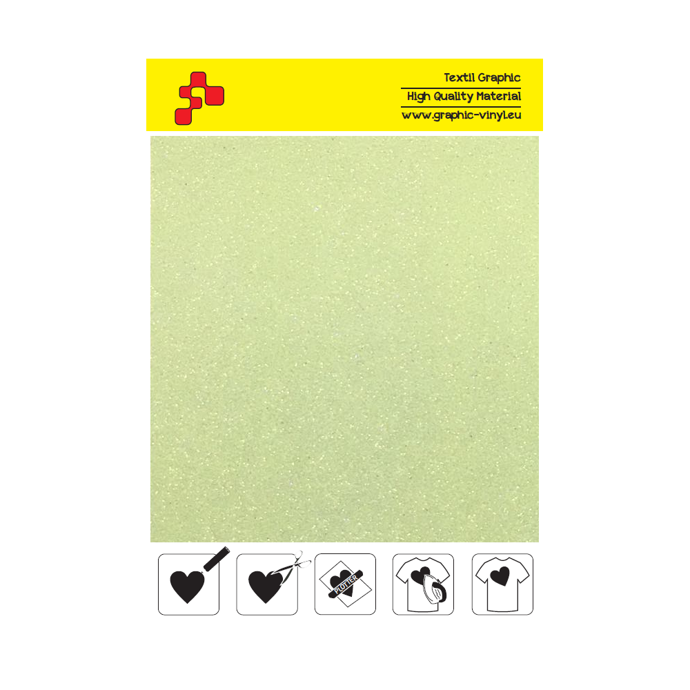 IDP446A Neon Yellow Pearl Glitter (Sheet) termal transfer film / iDigit