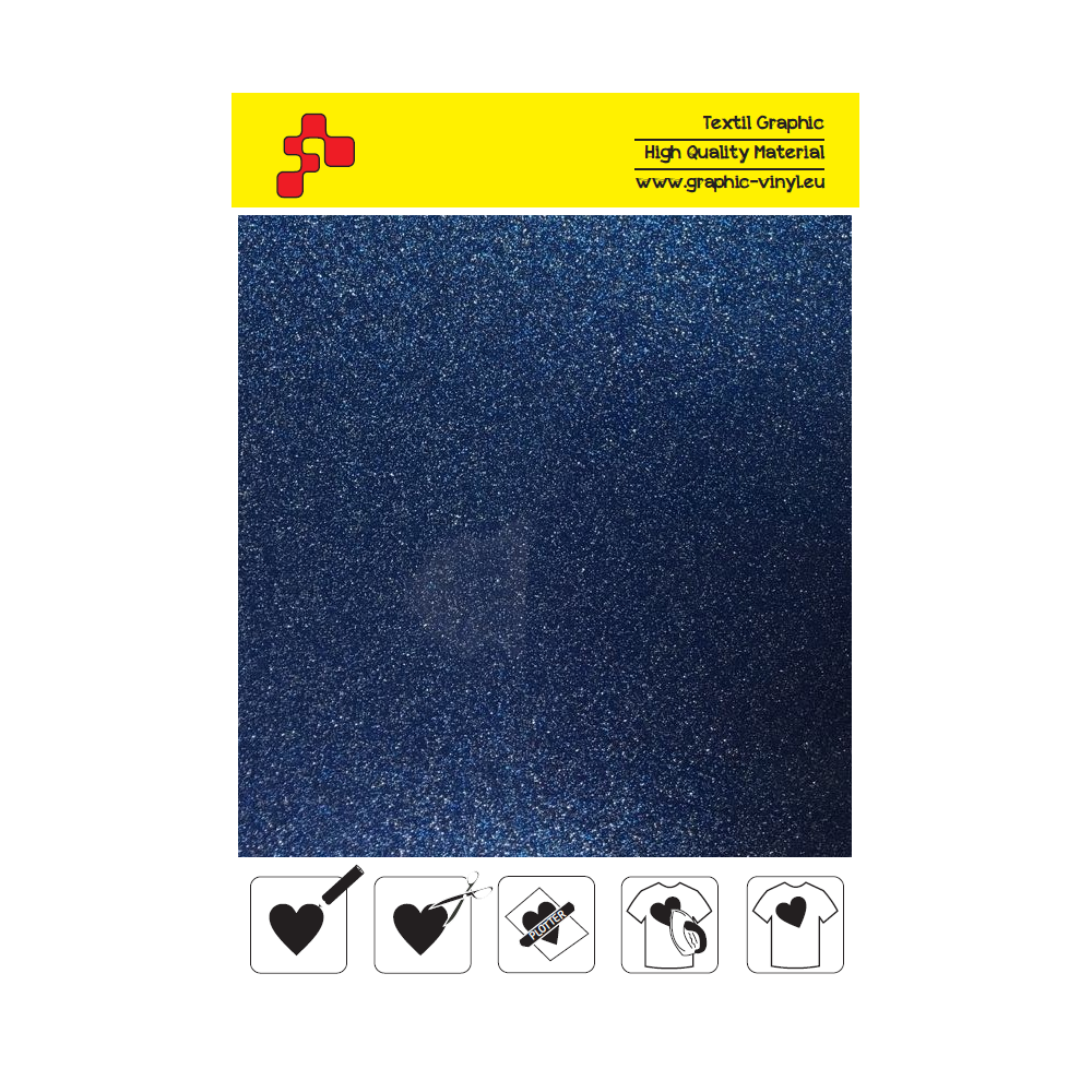 IDG740A Blau Glitter (Blatt) Flex Bügelfolie / iDigit