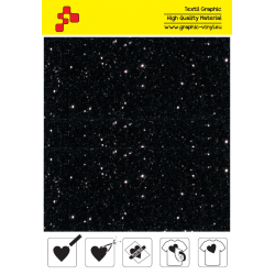 IDD710A Schwarze Pearl Glitter (Blattfolie) Flex Bügelfolie / iDigit