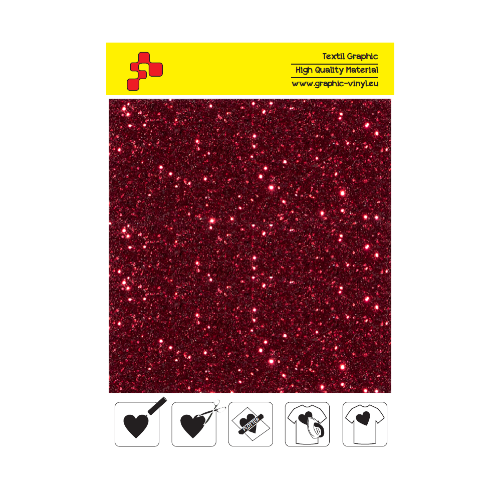 IDD730A Rot Pearl Glitter (Blattfolie) Flex Bügelfolie / iDigit