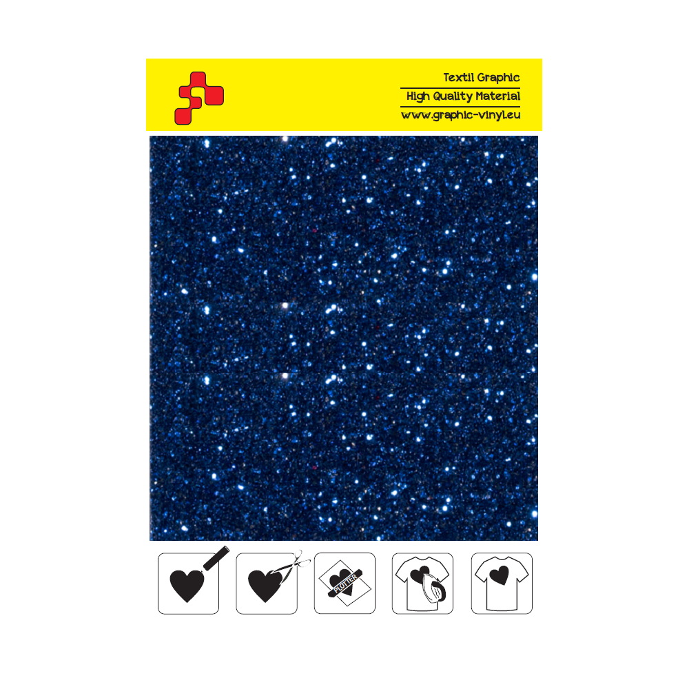IDD748A Marineblau Pearl Glitter (Blattfolie) Flex Bügelfolie / iDigit