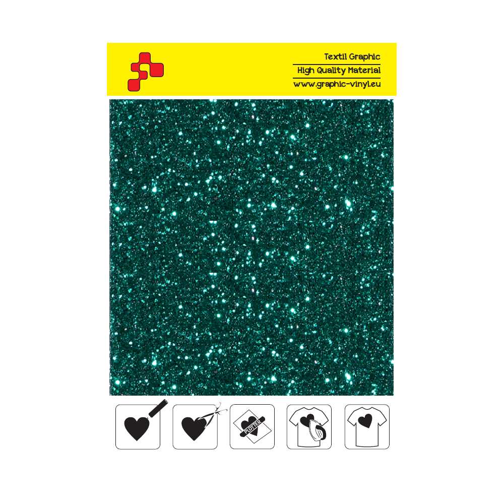 IDD782A Turquoise Pearl Glitter (Blattfolie) Flex Bügelfolie / iDigit