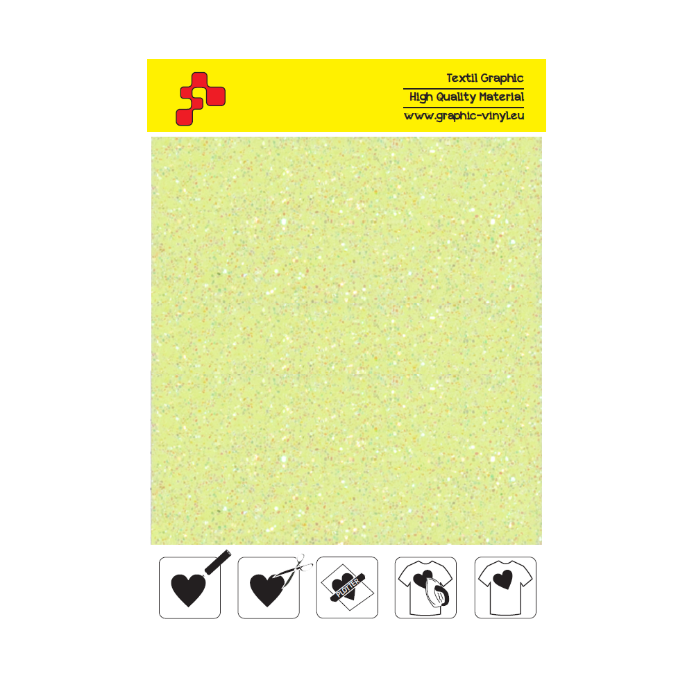 IDDFLUO20A Neon yellow Pearl Glitter (Sheet) thermal transfer film / iDigit